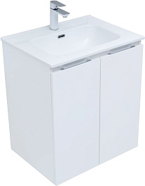 Aquanet Тумба под раковину Алвита New 60 2 дверцы подвесная белая матовая – фотография-1